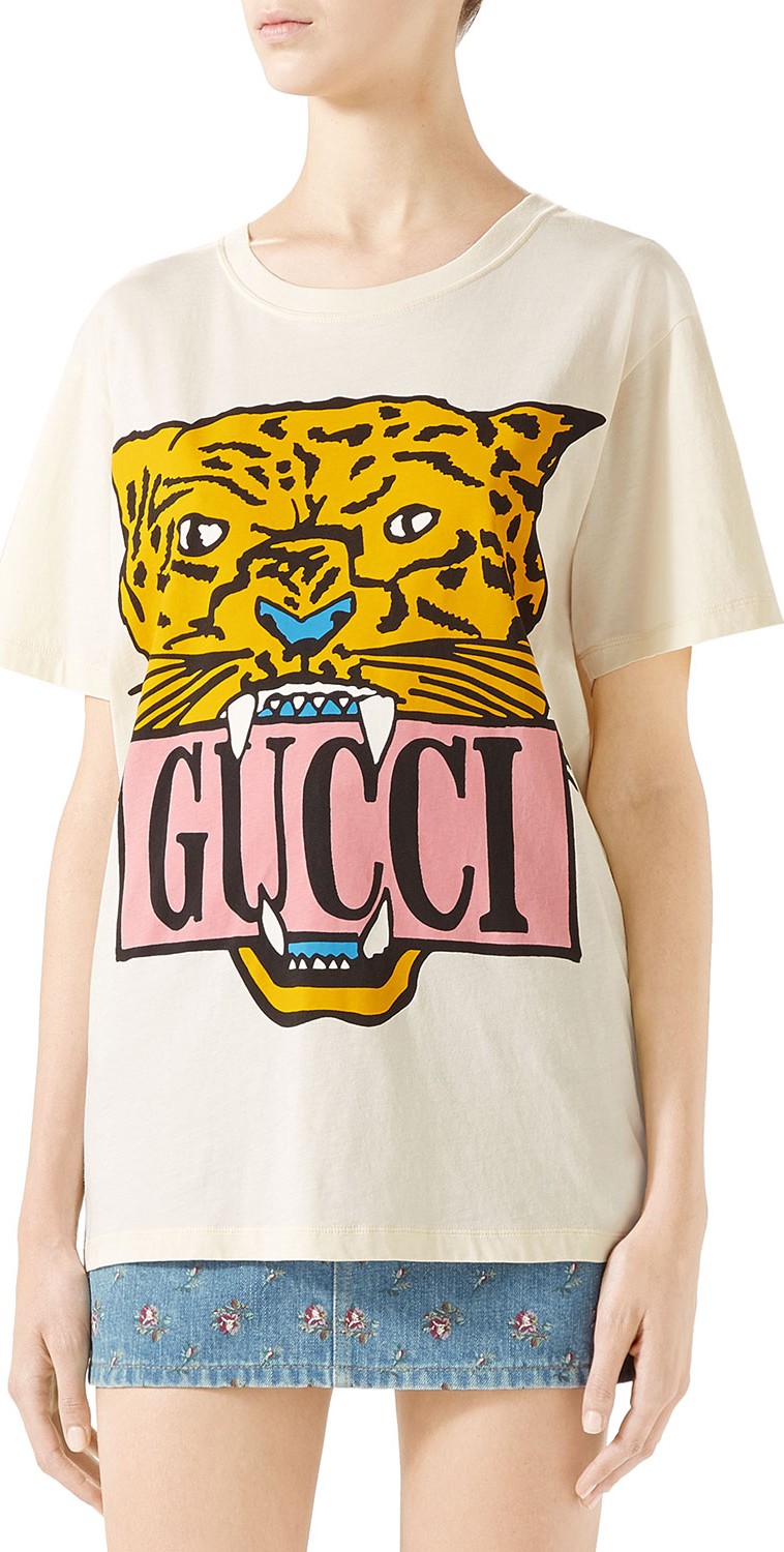 Gucci Short-Sleeve Tiger Graphic T-Shirt