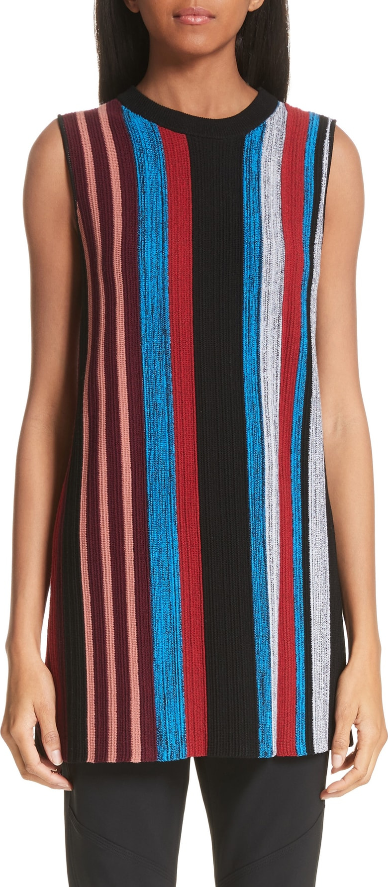 Proenza Schouler Stripe Wool & Silk Blend Ottoman Sweater Tunic