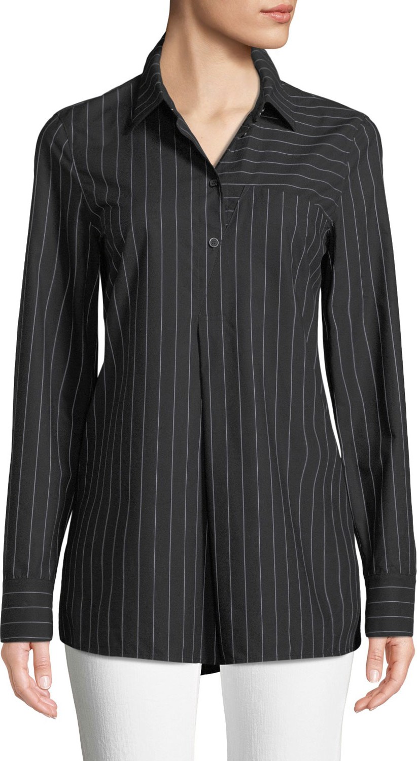 Lafayette 148 New York Casper Absalon Striped Poplin Blouse