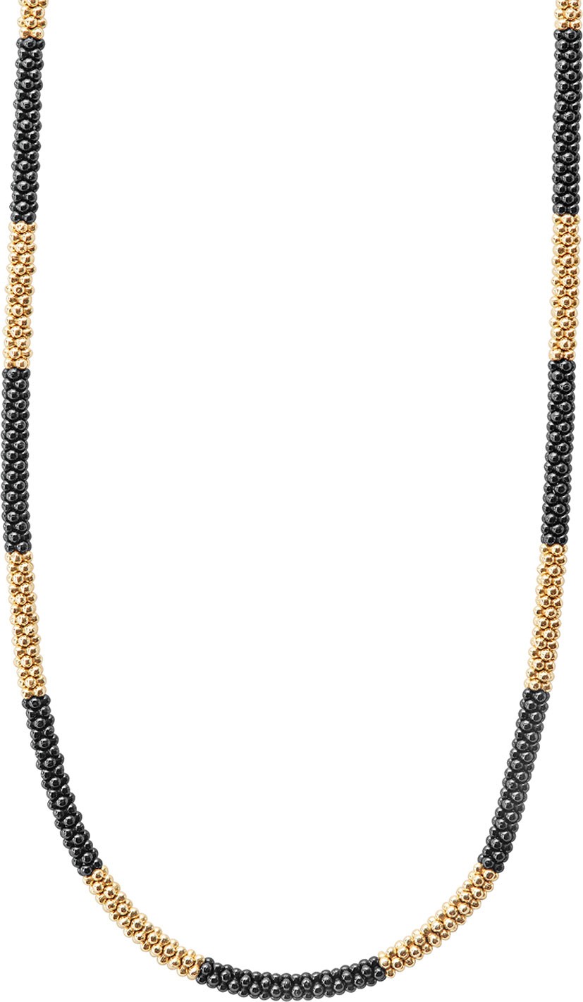 LAGOS 18K Gold & Black Caviar Necklace, 16"L
