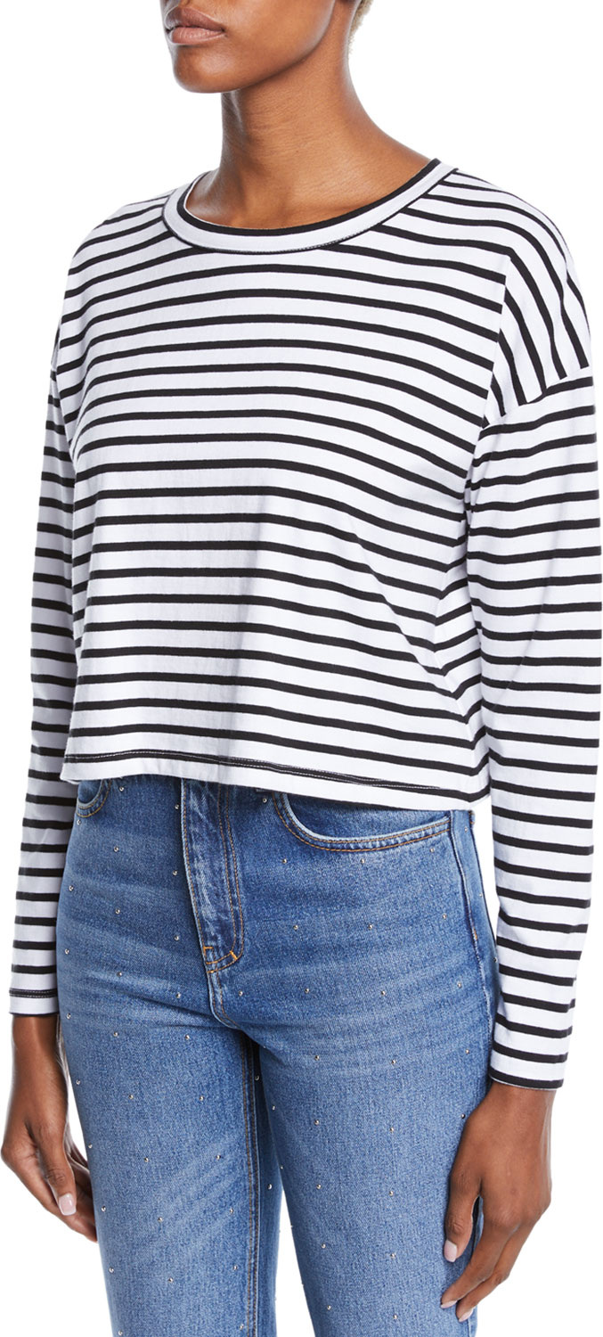A.L.C. Roberts Striped Long-Sleeve Cropped Tee