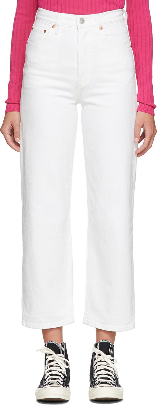 LEVI’S White Ribcage Straight Ankle Jeans