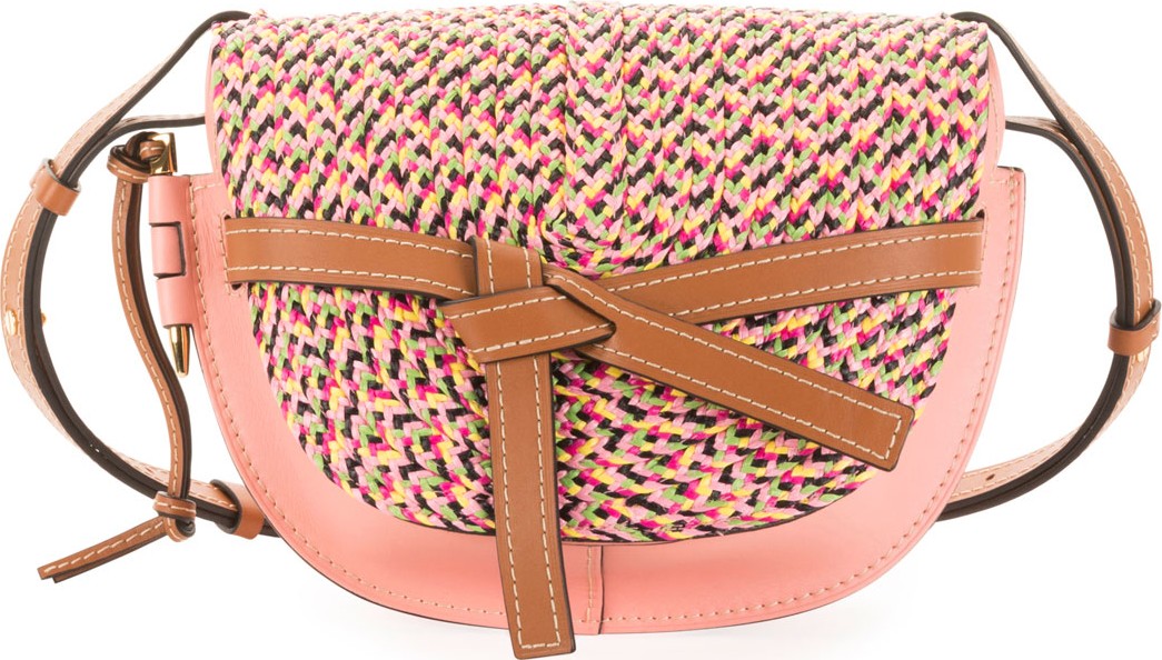 LOEWE Gate Small Colorblock Raffia Shoulder Bag