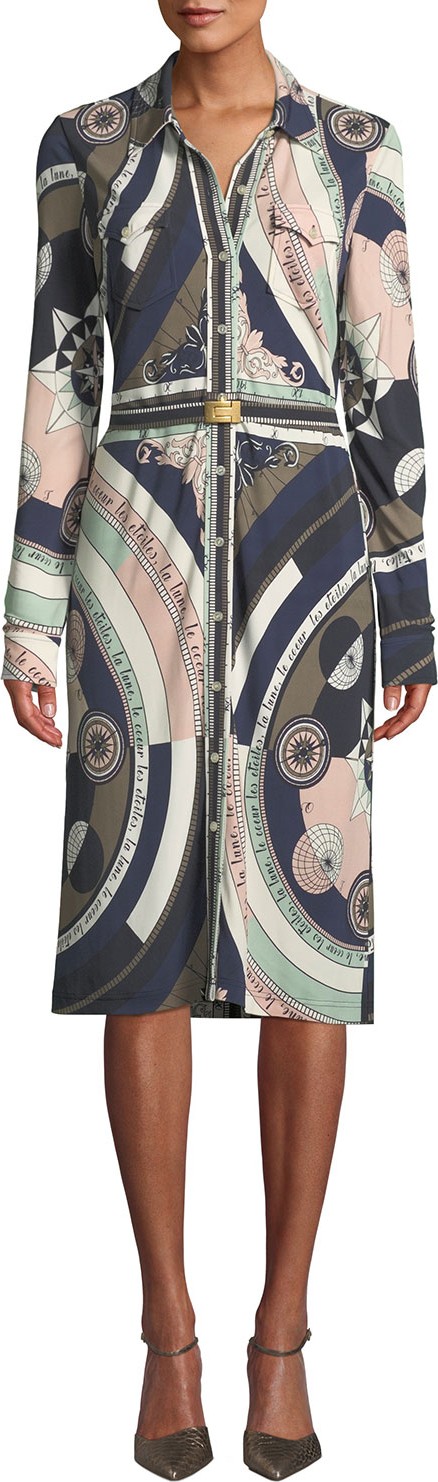 Tory Burch Crista Constellation Button-Front Jersey Dress