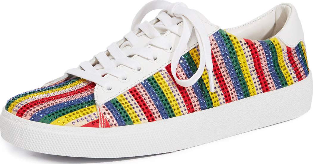 Alice + Olivia Cassidy Striped Embellished Sneakers