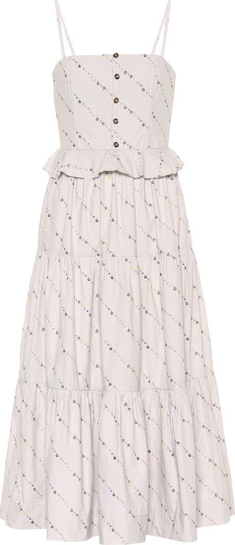 Ganni Floral cotton midi dress
