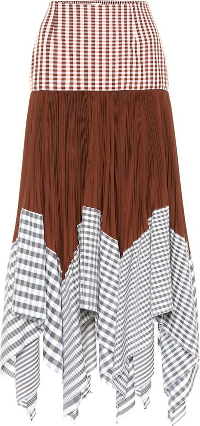 LOEWE Patchwork cotton-blend midi skirt