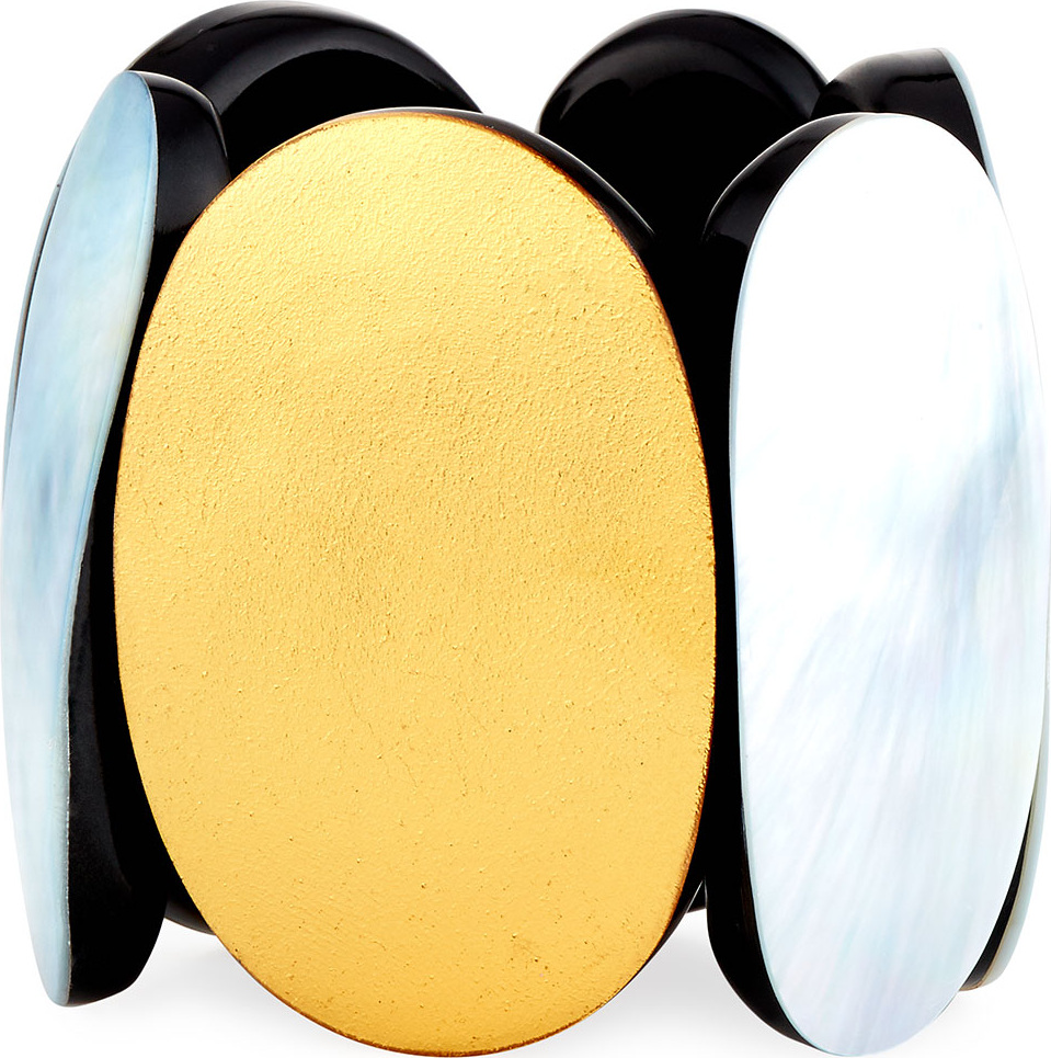 Viktoria Hayman Mother-of-Pearl & Foil Stretch Cuff Bracelet