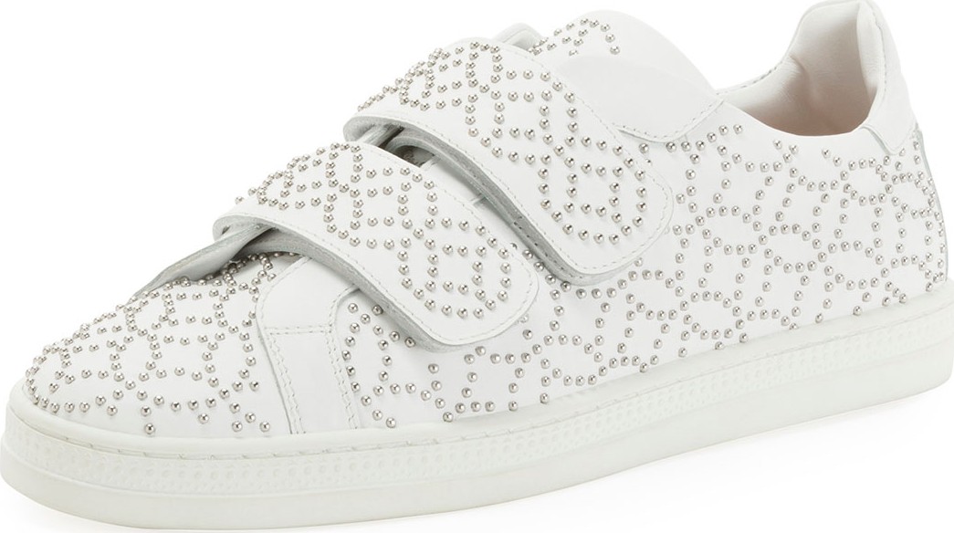Alaïa Grip-Strap Leather Sneakers w/ Studs
