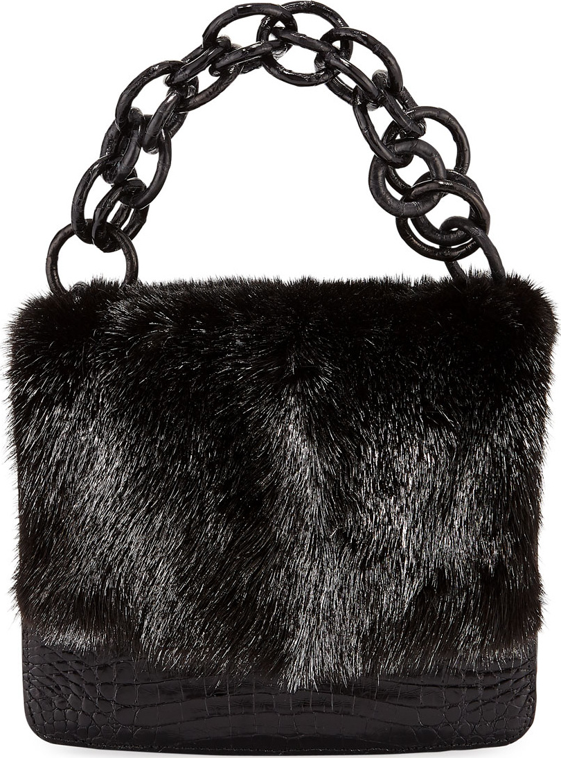Nancy Gonzalez Nicola Crocodile & Mink Fur Clutch Bag