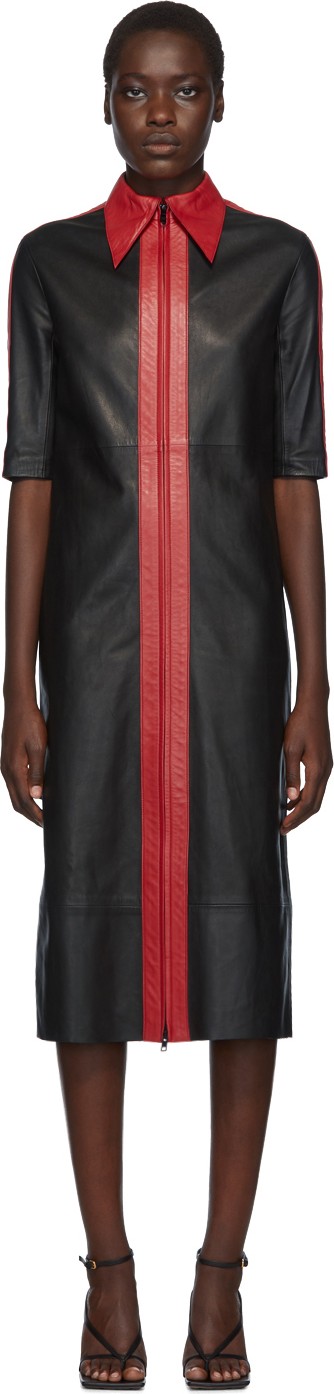 Kwaidan Editions Black & Red Leather Short Sleeve Dress