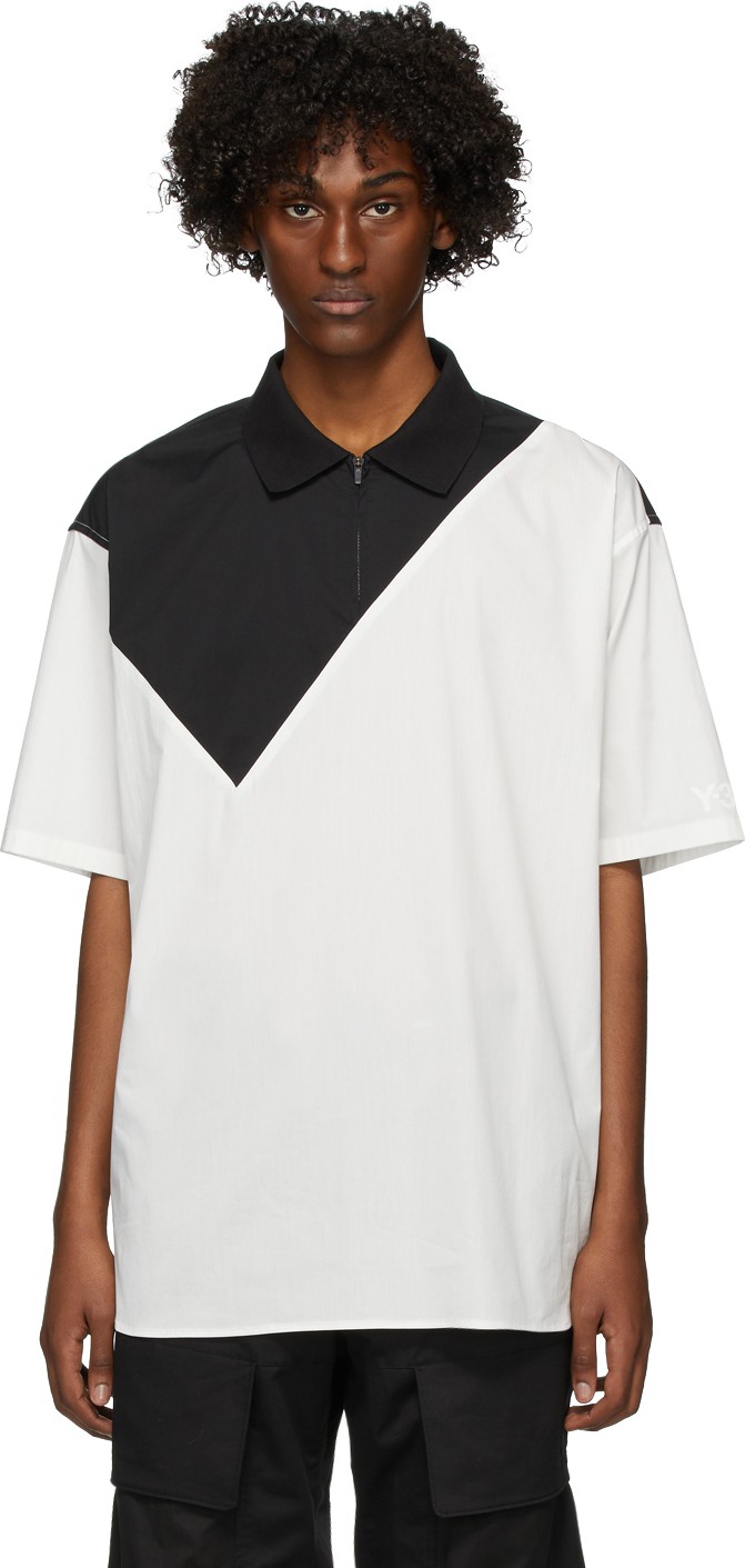 Y-3 Black & White Poplin Polo