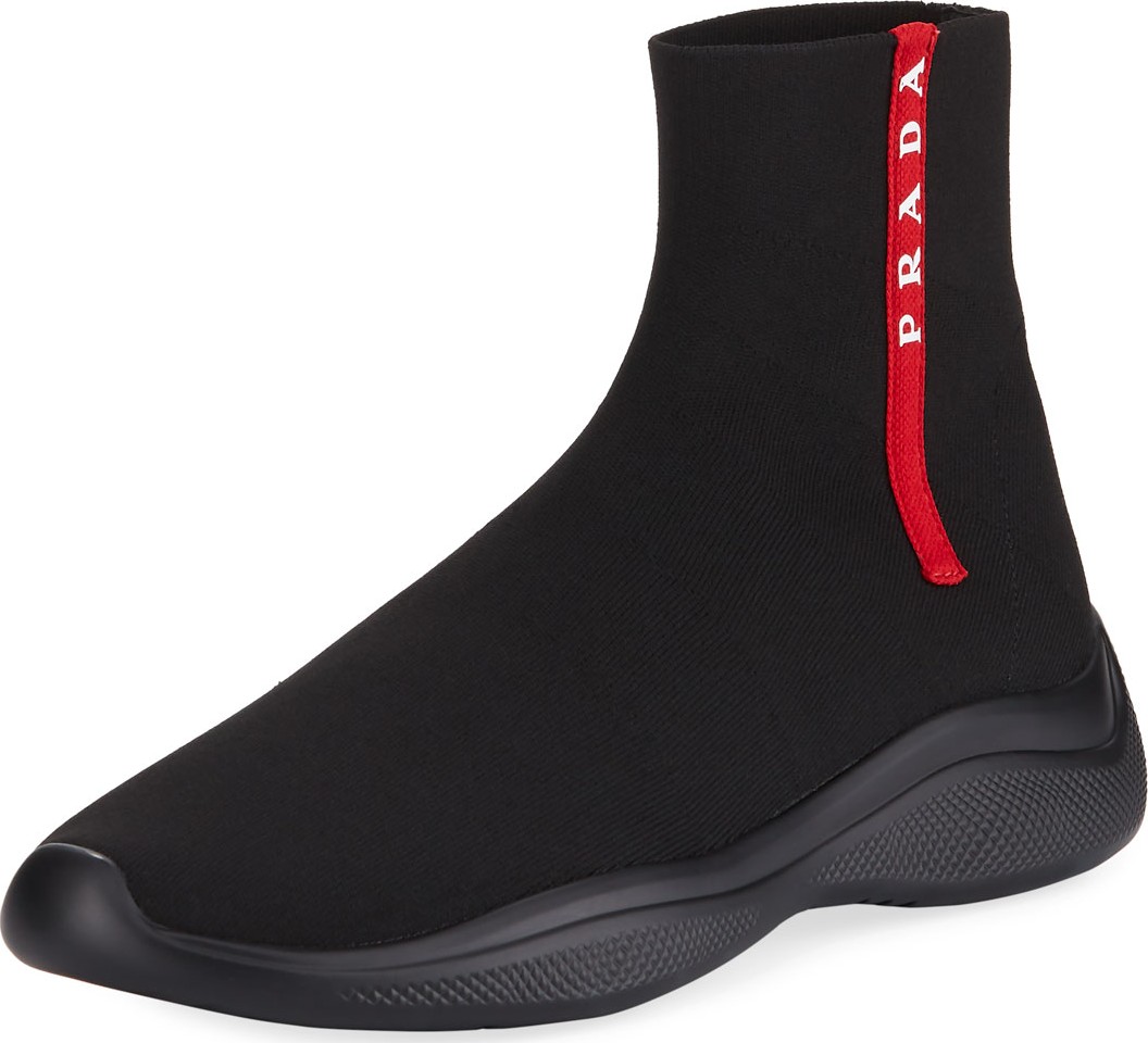 Prada Men's Sock-Boot Sneakers