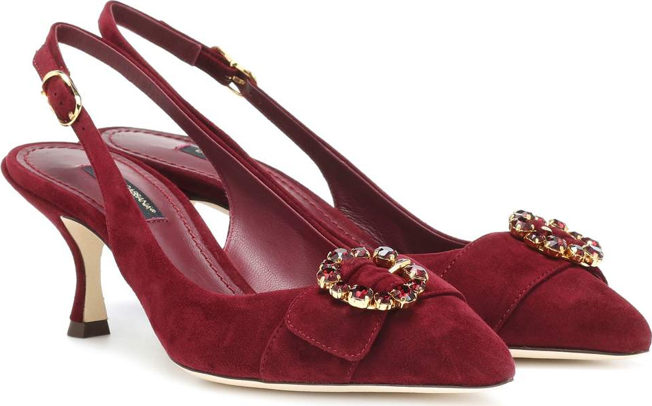 Dolce & Gabbana Embellished suede slingback pumps