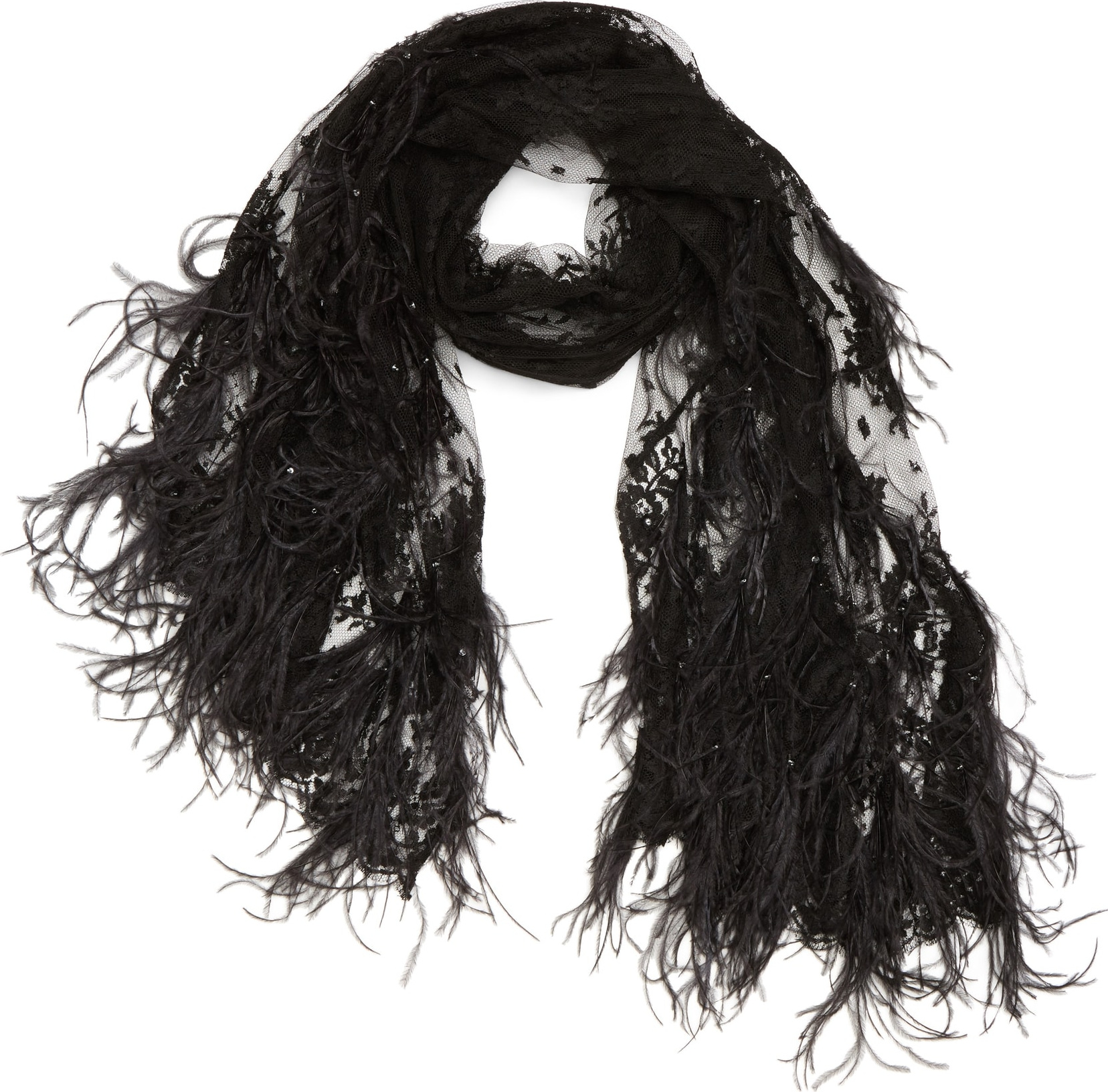 Valentino Feather & Lace Shawl