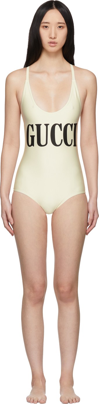 Gucci Off-White Sparking One-Piece Swimsuit