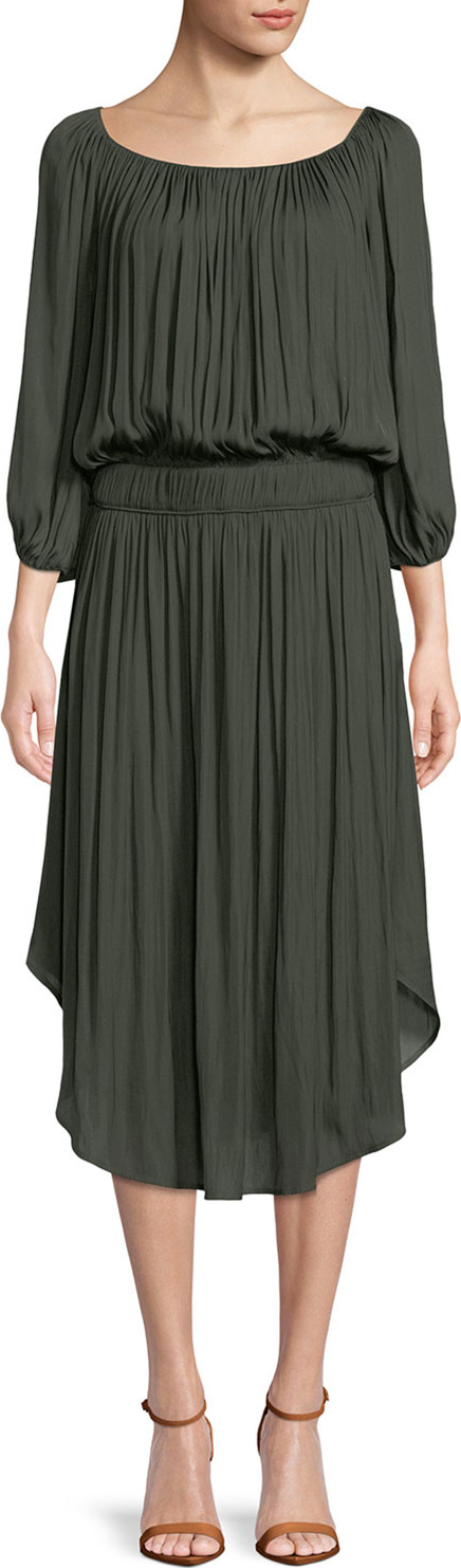 HALSTON HERITAGE Flowy Ruched Sheath Dress