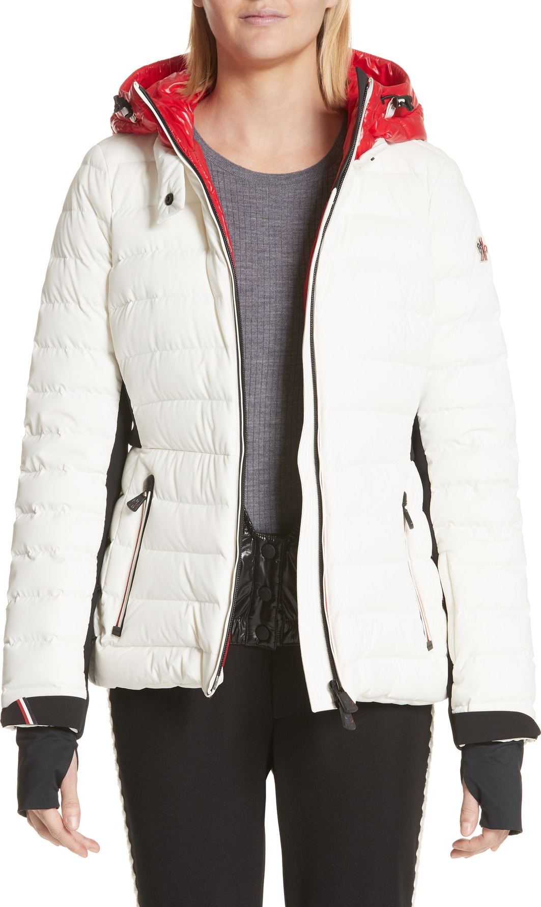Moncler Bruche French Flag Down Hooded Puffer Coat