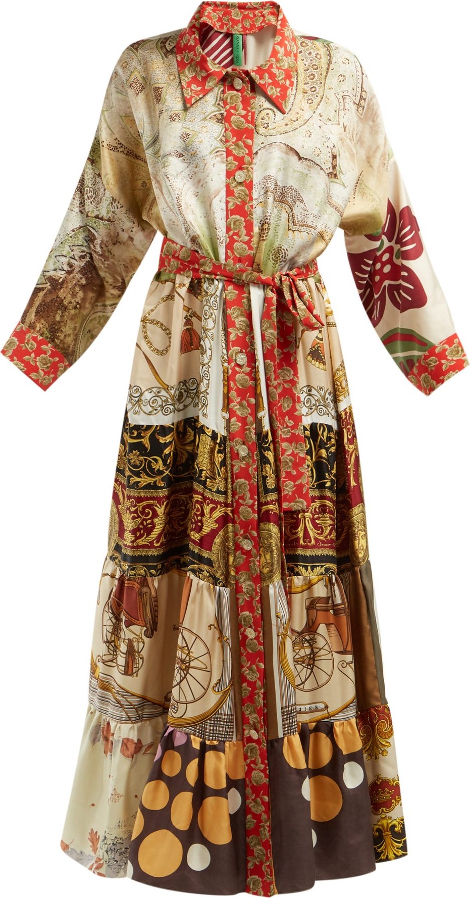 Rianna + Nina Tiered silk satin-twill dress