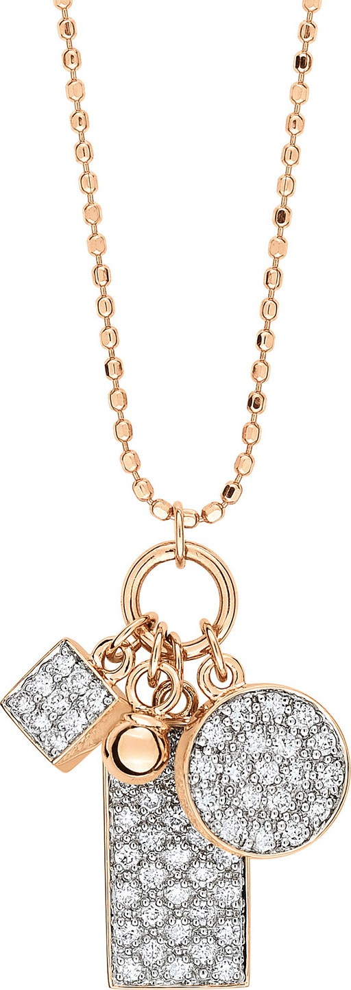 GINETTE NY Ever 18k Rose Gold Diamond 3-Charm Necklace