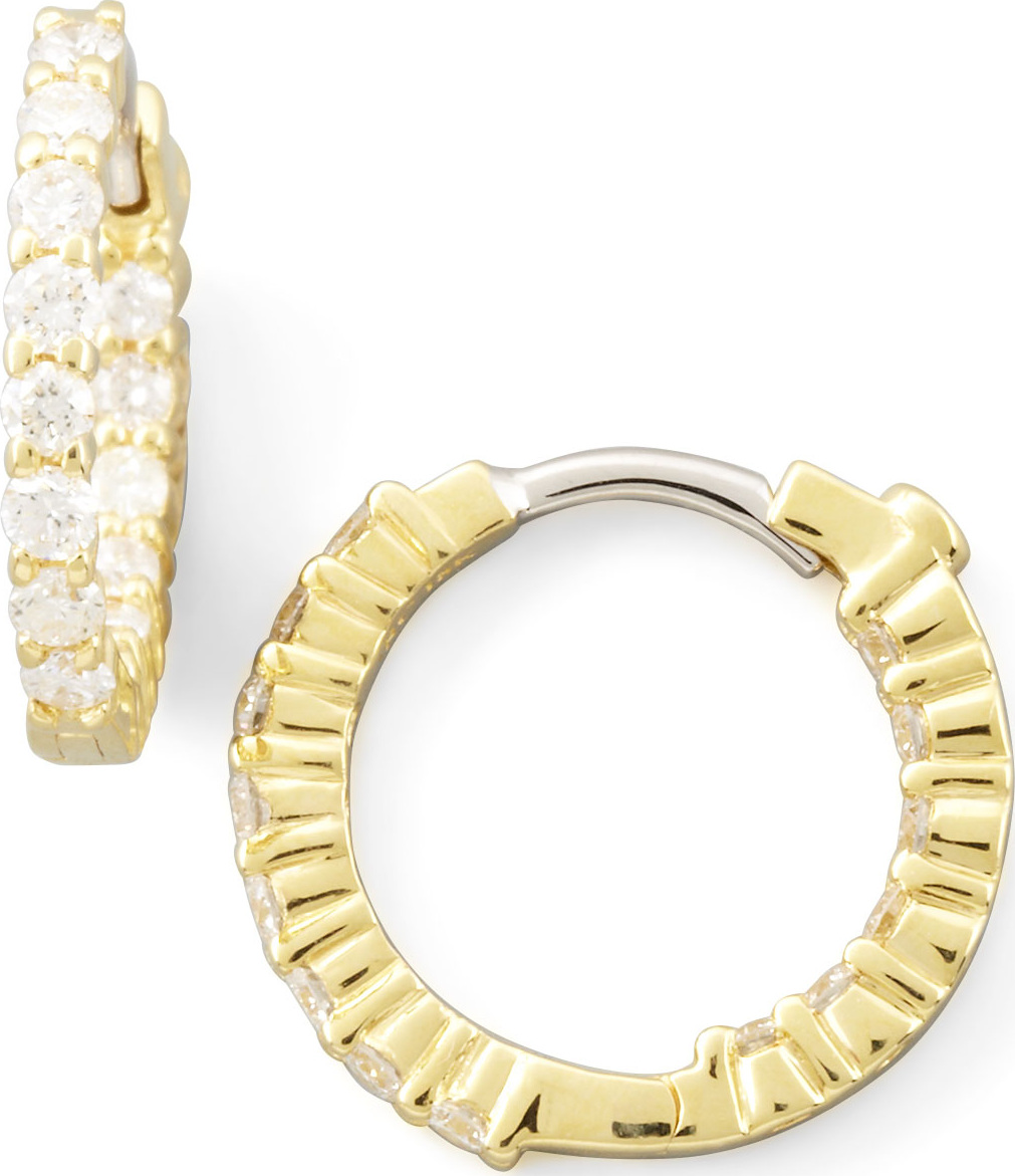 Roberto Coin 16mm Yellow Gold Diamond Huggie Hoop Earrings, .76ct
