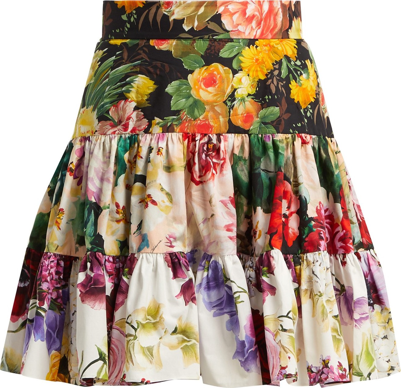 Dolce & Gabbana Floral-print cotton-poplin mimi skirt