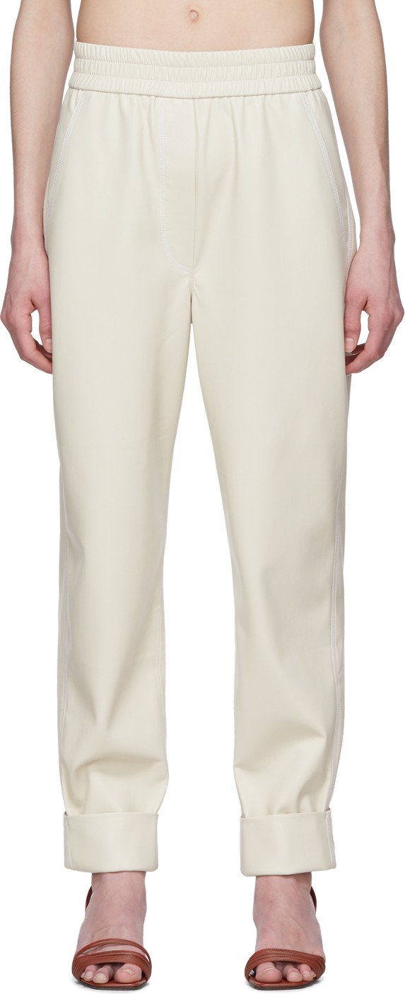 Nanushka Off-White Vegan Leather Selah Trousers