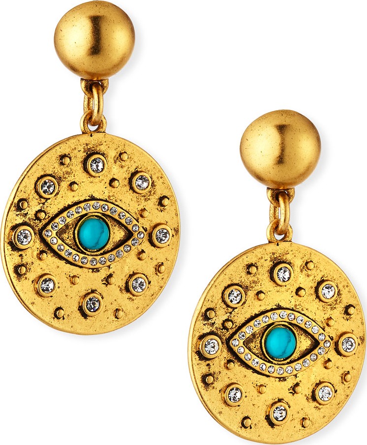 Sequin Evil Eye Crystal Drop Earrings