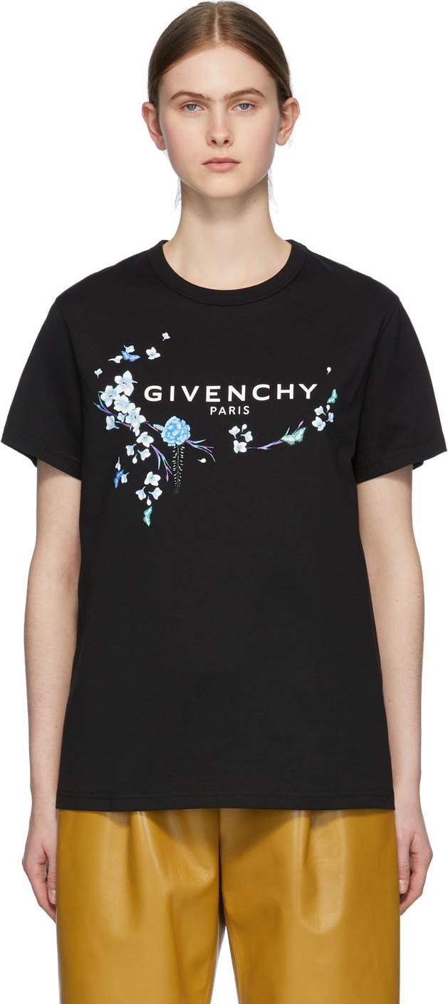 Givenchy Black Floral Logo T-Shirt