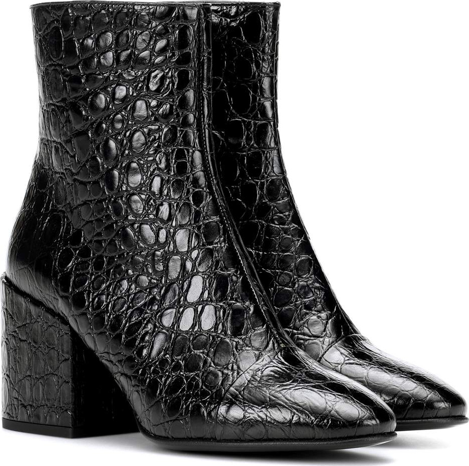 Dries Van Noten Croc-embossed leather ankle boots