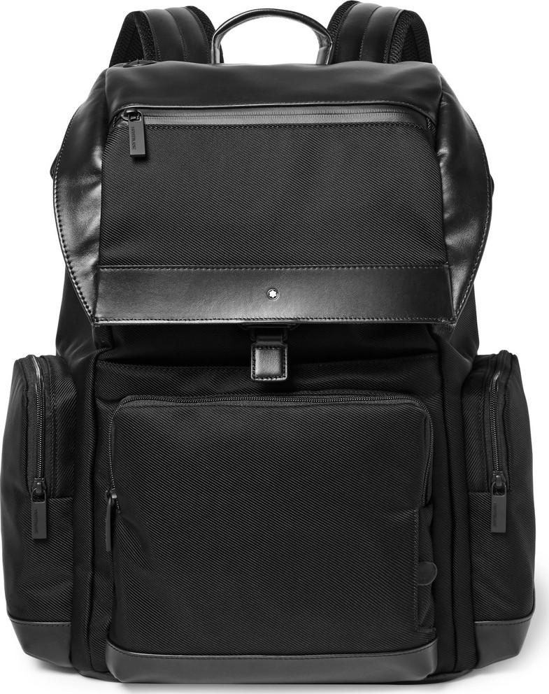 Montblanc Nightflight Leather-Trimmed Canvas Backpack