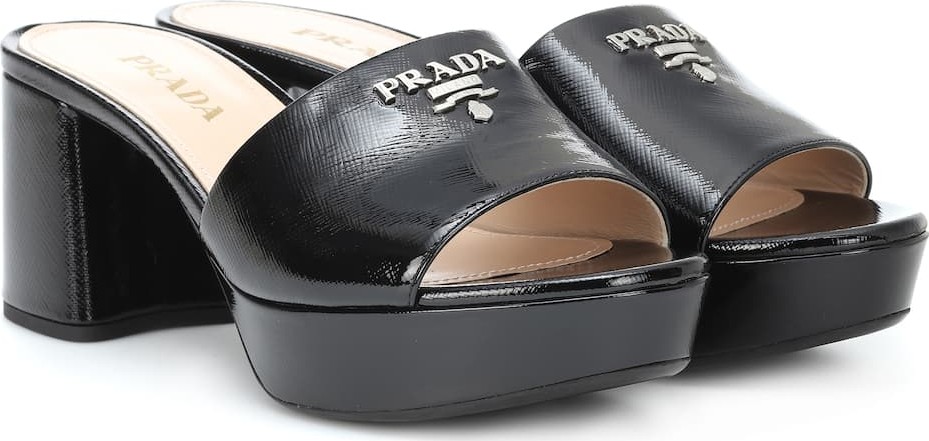 Prada Logo leather sandals