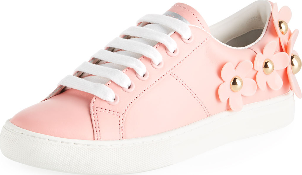MARC JACOBS Daisy Stud-Flower Leather Low-Top Sneakers