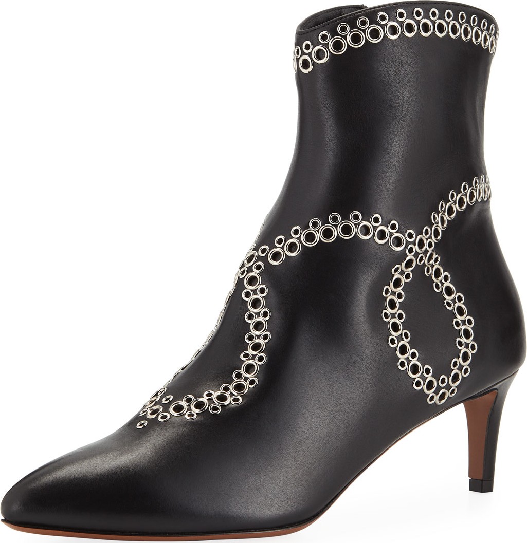 Alaïa Swirled Grommet Ankle Booties
