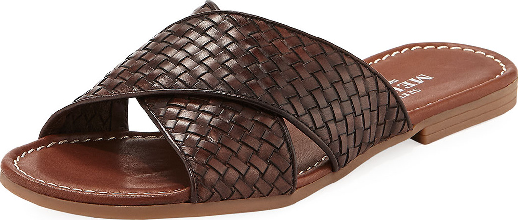 Sesto Meucci Nera Flat Woven Leather Slide Sandal