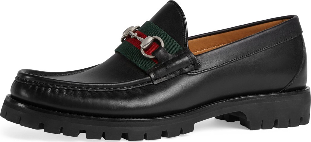 Gucci Leather Web Horsebit Loafer