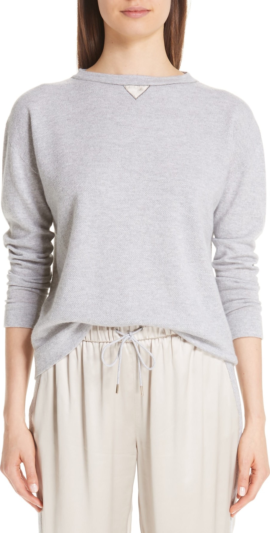 Fabiana Filippi Satin & Chain Trim Cashmere Sweater