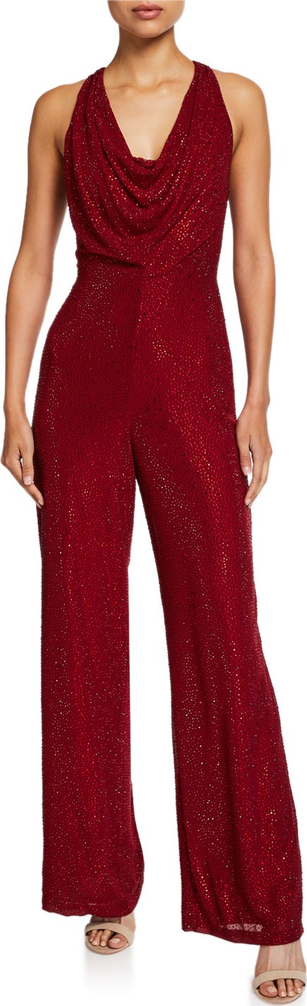 Alice + Olivia Salem Embellished Cowl-Neck Jumpsuit