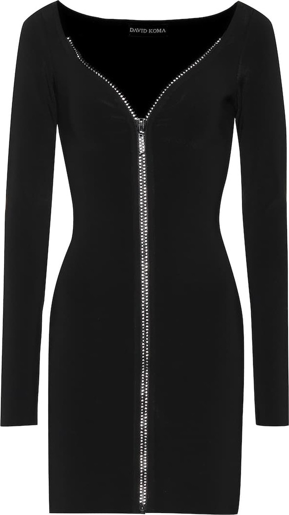 David Koma Embellished zip-front minidress