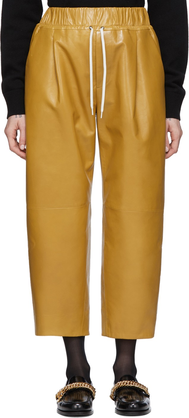 Givenchy Yellow Leather Drawstring Trousers