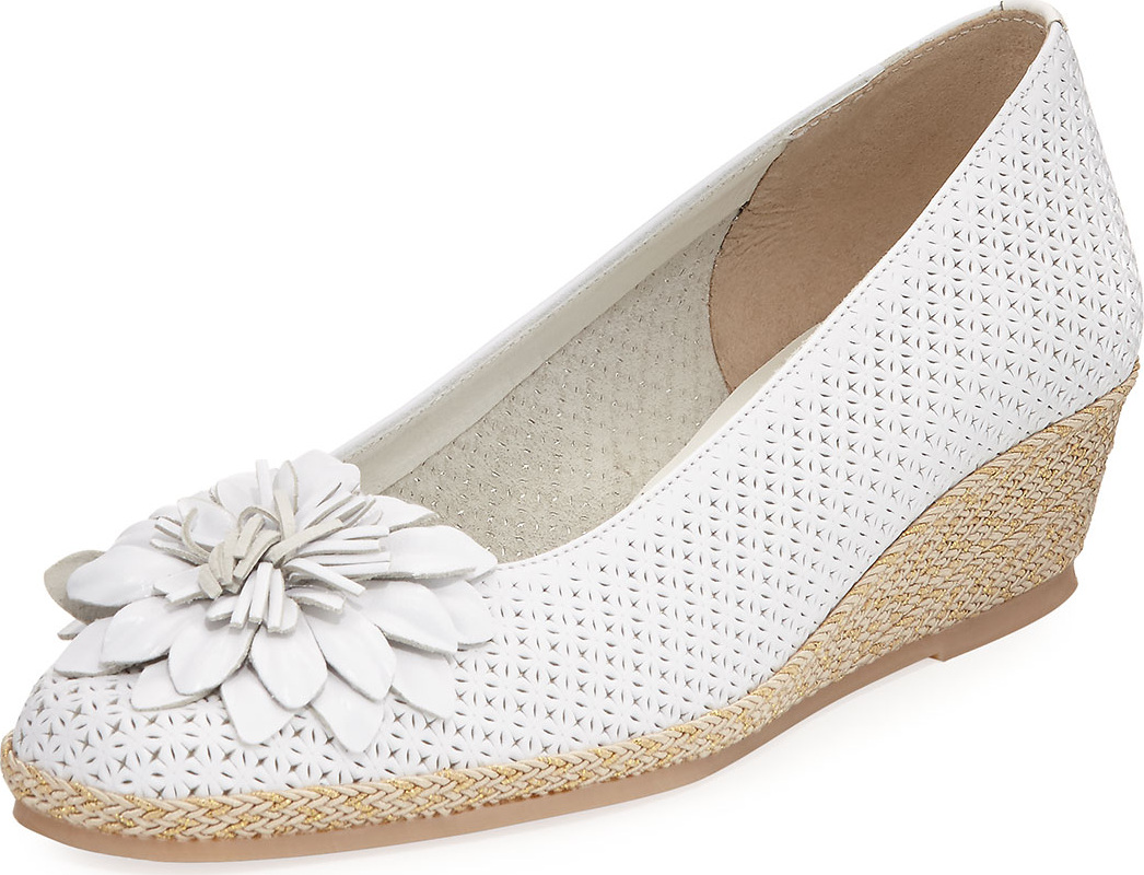 Sesto Meucci Mae Floral Wedge Espadrille, White