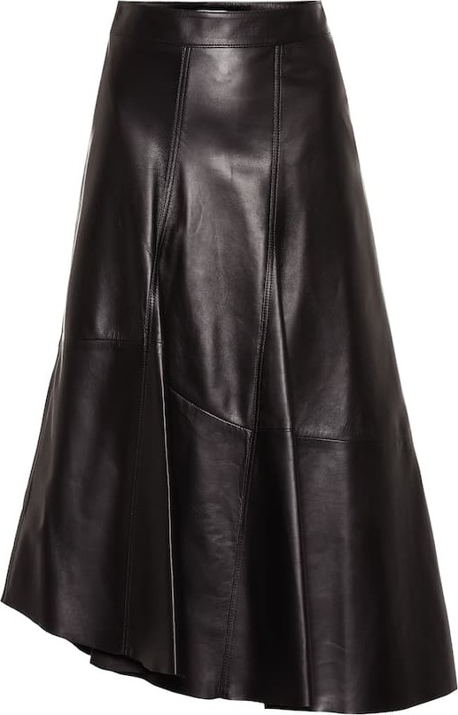 Brunello Cucinelli Asymmetrical leather midi skirt