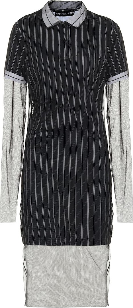 Y/Project Striped cotton and tulle midi dress Y/Project Striped cotton and tulle midi dress