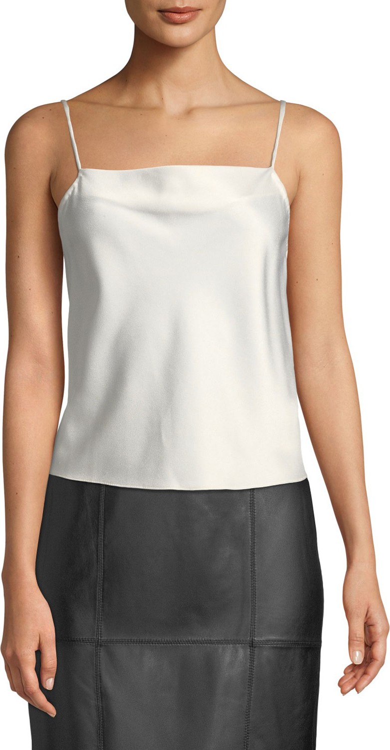 Alice + Olivia Harmon Drapey Satin Slip Tank