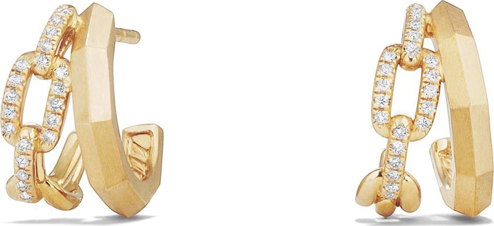 David Yurman Stax Double Hoop Earrings with Diamonds