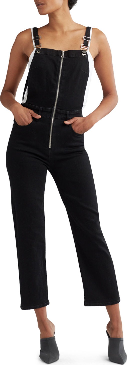 Hudson Avalon Zip-Front Cropped Coverall Denim Jumpsuit Hudson Avalon Zip-Front Cropped Coverall Denim Jumpsuit