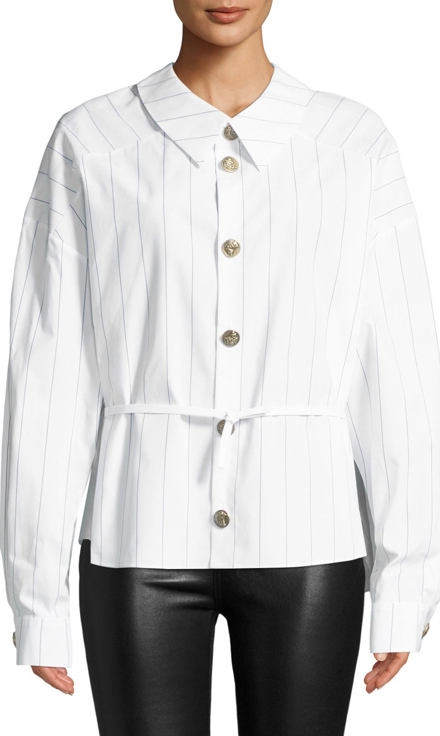 A.W.A.K.E Back To Front Striped Button-Down Shirt