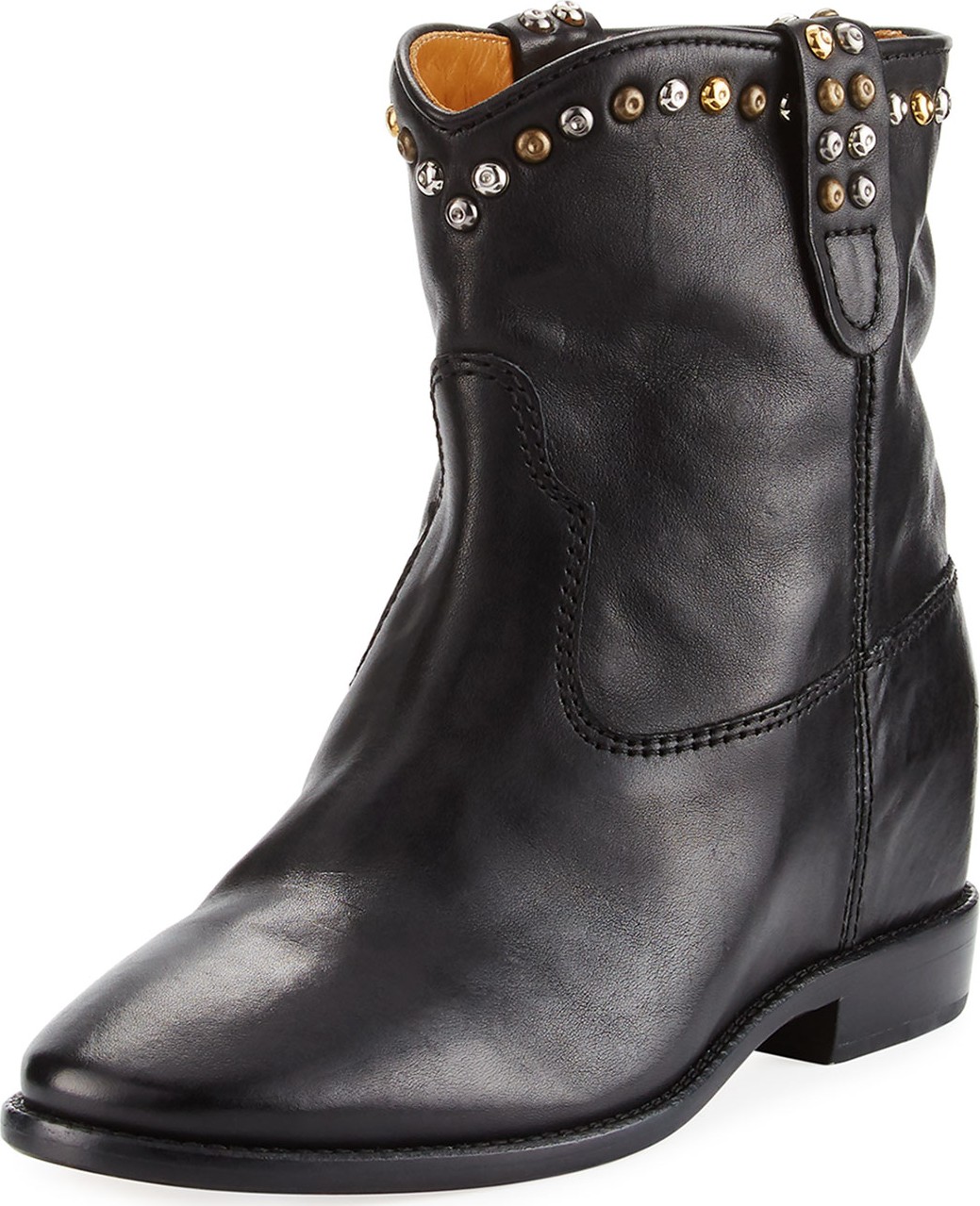 Isabel Marant Cluster Hidden-Wedge Western Boots, Black