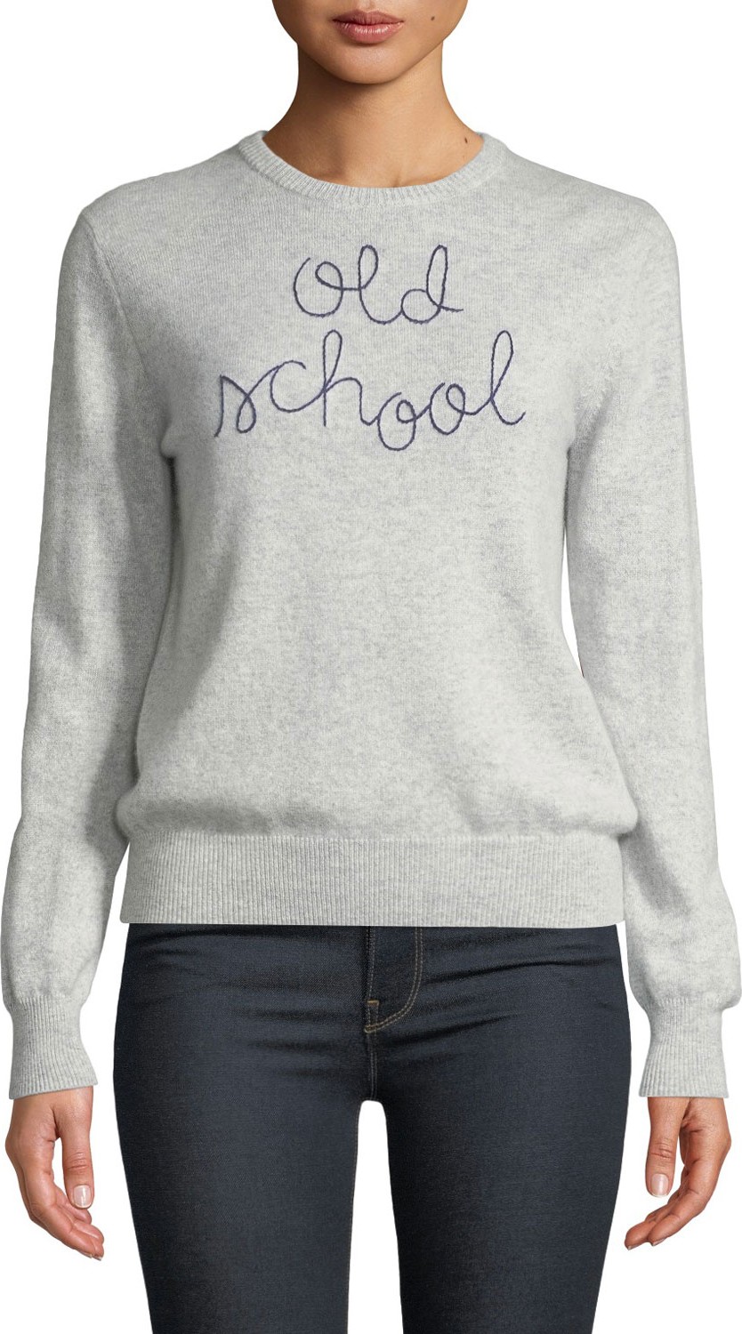 Lingua Franca Old School Embroidered Cashmere Sweater