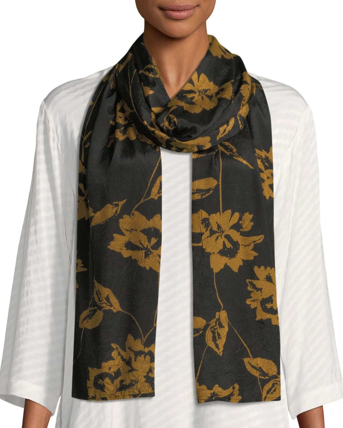 Masai Along Floral-Print Shantung Scarf
